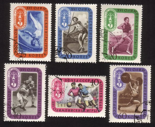 Soviet Olympic Athletes: Sprinter, Somersault, Boxers, Etc. Cplt Set of 6 Diff
