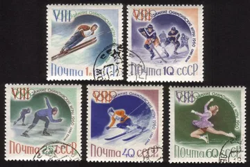 Winter Olympic Games: Ice Hockey, Ski Jumper, Speed Skating, Etc. Cplt Set of 5