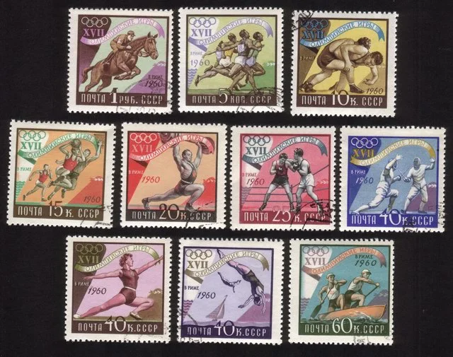 Olympic Games (Rome 1960): Wrestling, Fencing, Steeplechase, Etc. Cplt Set of 10
