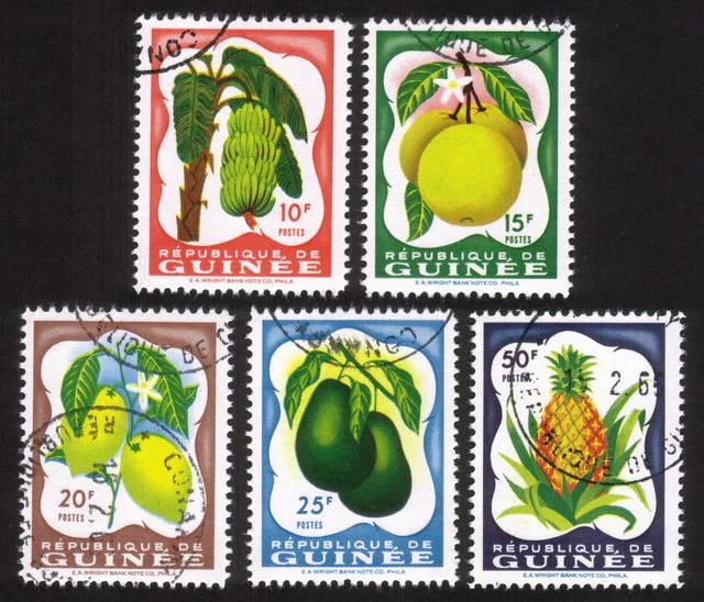 Fruits: Bananas, Avocados, Pineapple, Grapefruit, Lemons: Cplt Set of 5 (1959)