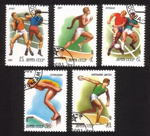 Sports: Running, Soccer, Discus Throwing, Boxing, Diving. Cplt Set of 5 Diff