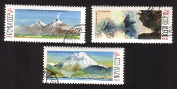 Kamchatka Volcanoes: Klyuchevskaya Sopka, Karumski, Etc. Complete Set of 3 Diff