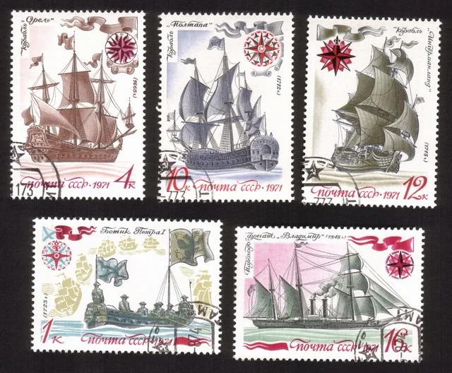 History of The Russian Fleet: Oriol (First Ship), Frigate, Etc. Cplt Set of 5.