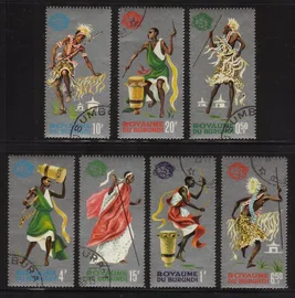 Native Dancers & Drummers (1965 - Silver Colored Background): Complete Set of 7