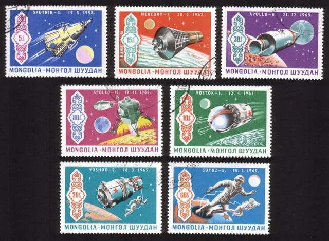 Space Achievements of USA & USSR: Apollo, Sputnik, Etc. Complete Set of 7 Diff