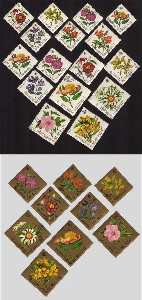 Flowers: Hibiscus, Markhamia, Ansellia, Etc. Complete Set of 25 Diff (Diamond)