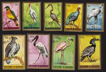 Birds: Lesser Flamingo, African Peacock, Bee Eater, Etc Cplt Set of 9 Diff Airs