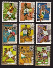 18th Olympic Games (1968, Mexico): Soccer, Javelin, Etc. - Selection of 9 Diff.