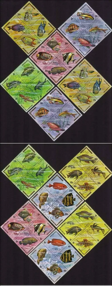 Fish: Pantodon Buchholzi, Tropheus Duboisi, Etc. Complete Set of 48 Different.