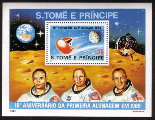 Command Module During Re-Entry: Souvenir Sheet: 10th Anniv of The Moon Landing