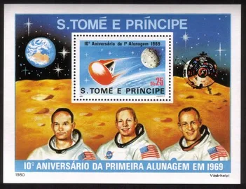 Command Module During Re-Entry: Souvenir Sheet: 10th Anniv of The Moon Landing