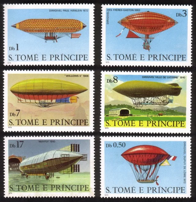 Dirigibles: Mayfly, Ville de Lucerne, Willows II, Gaston Bros... Cplt Set of 6.