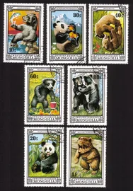 Bears: Pandas, Sloth, Brown Bears, Etc. - Complete Set of 7 Different