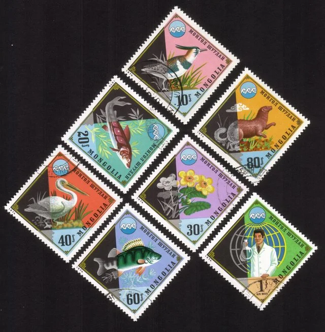 Water & Nature Protection: Mink, Pelicans Etc Cplt Set of 7 Diff Diamond Shaped